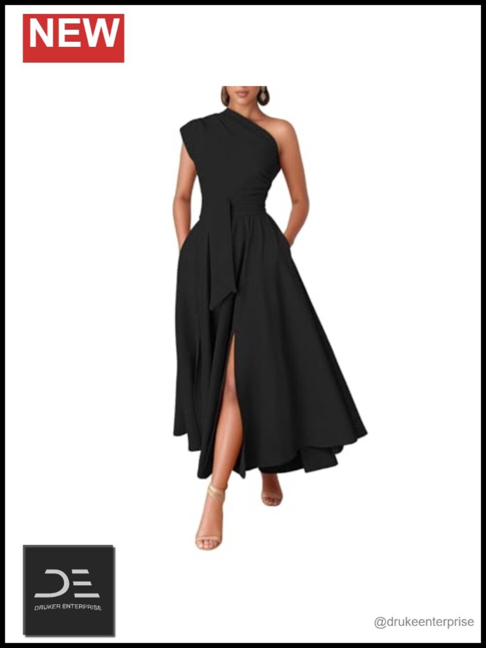 One Shoulder A Line Maxi Dress Asymmetrical Cocktail Party Elegant